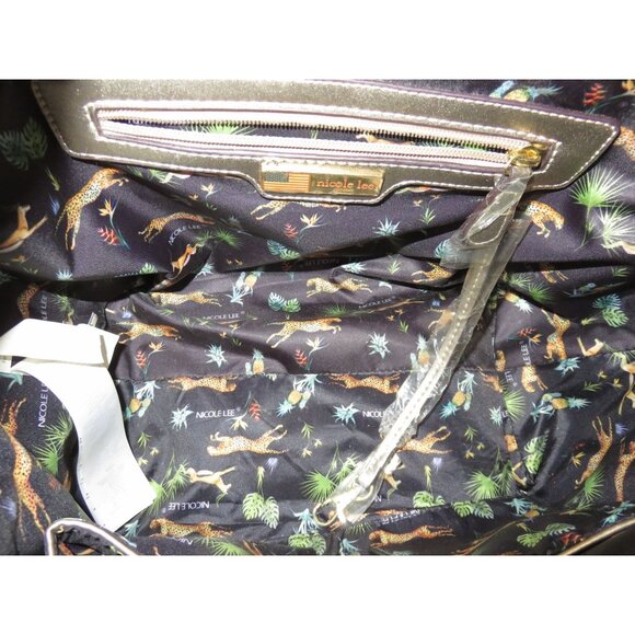 Nicole Lee Pewter Structured Vegan Leather top handle satchel with Charms - Picture 6 of 10